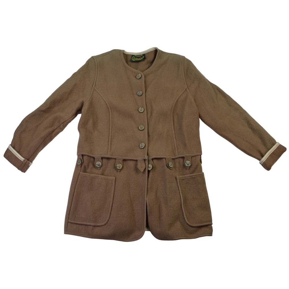 Drig Salzburger Strick u Walkmoden Brown Wool Blend Button Front Blazer Women 14